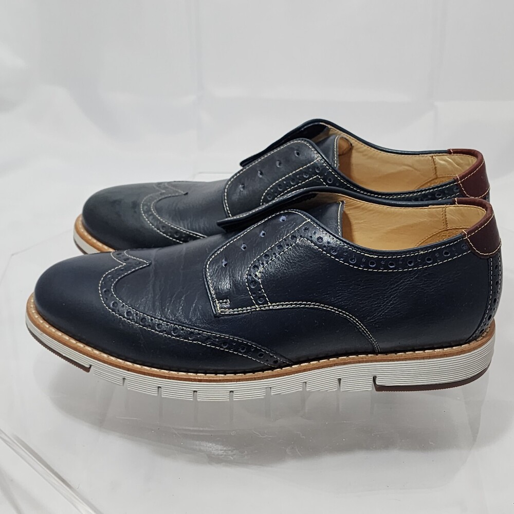 Johnston & Murphy Holden Wingtip Men 8.5 Navy Blue Sheepskin Oxford Shoes
